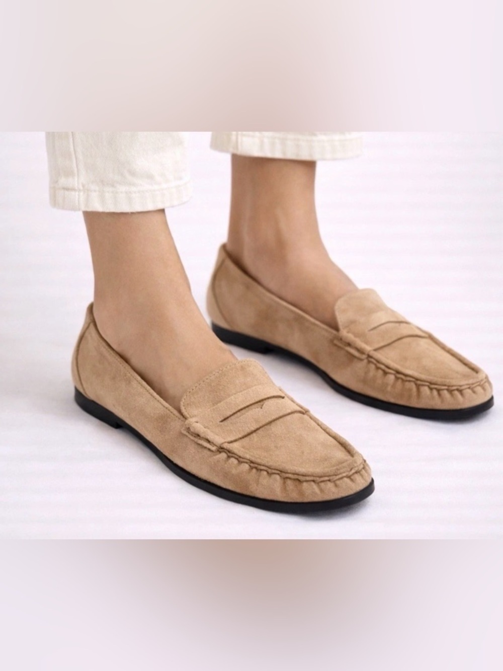Banana Republic Taupe Vegan Leather Gathered Loafer Women's Size 8.5 new